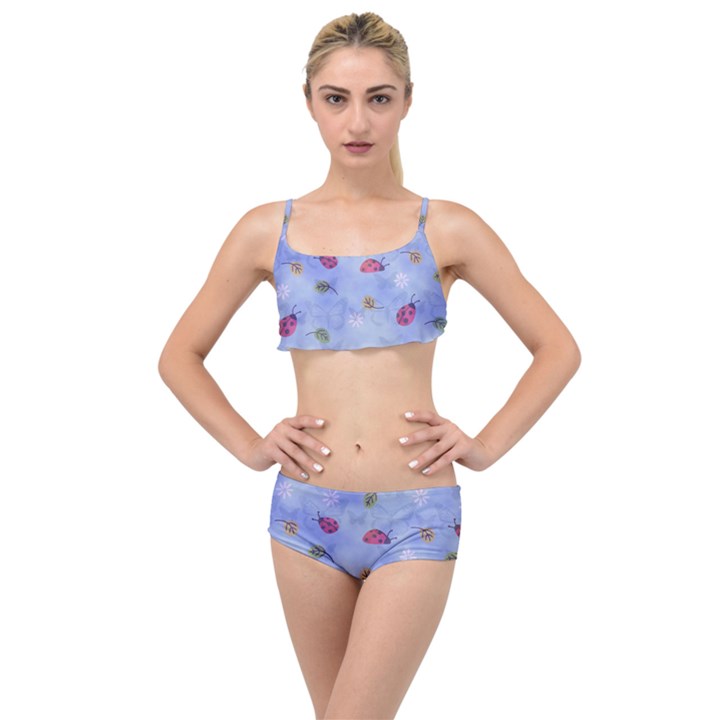 Ladybug Blue Nature Layered Top Bikini Set