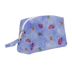 Ladybug Blue Nature Wristlet Pouch Bag (medium)