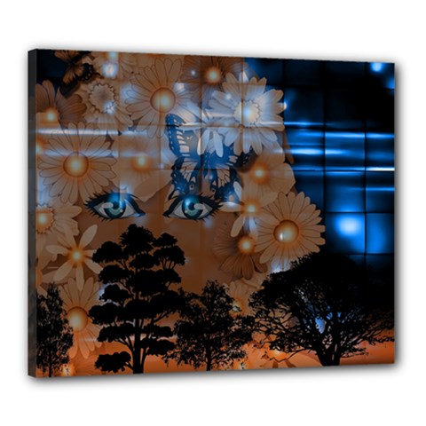 Landscape Woman Magic Evening Canvas 24  X 20  (stretched)