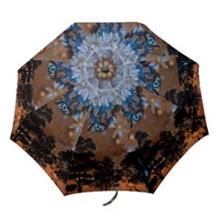 Landscape Woman Magic Evening Folding Umbrellas