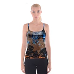 Landscape Woman Magic Evening Spaghetti Strap Top by HermanTelo