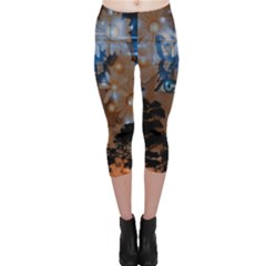 Landscape Woman Magic Evening Capri Leggings 