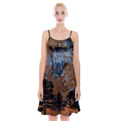 Landscape Woman Magic Evening Spaghetti Strap Velvet Dress