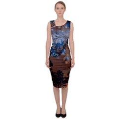 Landscape Woman Magic Evening Sleeveless Pencil Dress by HermanTelo