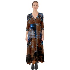 Landscape Woman Magic Evening Button Up Boho Maxi Dress