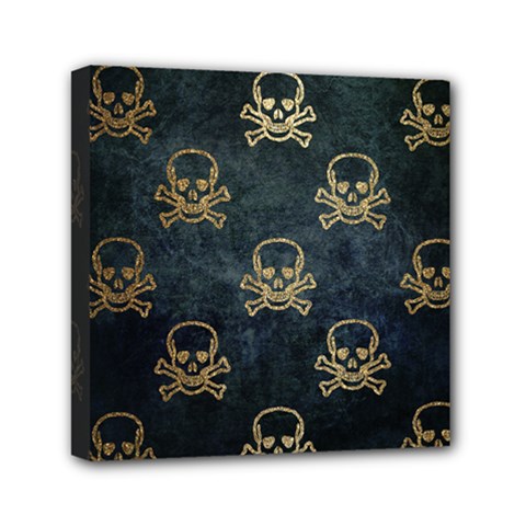 Golden Glitter Skeleton Gothic Mini Canvas 6  X 6  (stretched) by HermanTelo