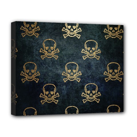 Golden Glitter Skeleton Gothic Deluxe Canvas 20  X 16  (stretched)