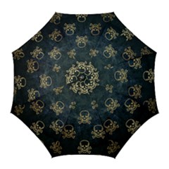 Golden Glitter Skeleton Gothic Golf Umbrellas