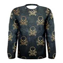 Golden Glitter Skeleton Gothic Men s Long Sleeve Tee