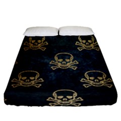 Golden Glitter Skeleton Gothic Fitted Sheet (queen Size) by HermanTelo