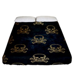 Golden Glitter Skeleton Gothic Fitted Sheet (california King Size) by HermanTelo