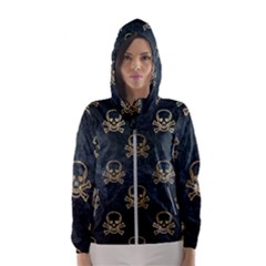 Golden Glitter Skeleton Gothic Women s Hooded Windbreaker