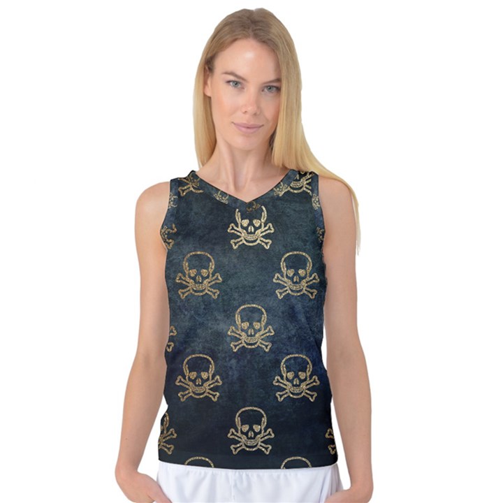 Golden Glitter Skeleton Gothic Women s Basketball Tank Top