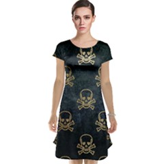 Golden Glitter Skeleton Gothic Cap Sleeve Nightdress