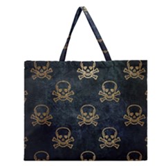 Golden Glitter Skeleton Gothic Zipper Large Tote Bag