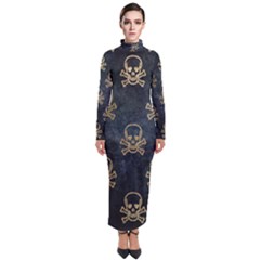 Golden Glitter Skeleton Gothic Turtleneck Maxi Dress