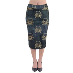 Golden Glitter Skeleton Gothic Midi Pencil Skirt