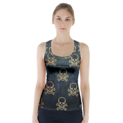 Golden Glitter Skeleton Gothic Racer Back Sports Top