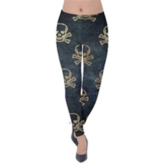 Golden Glitter Skeleton Gothic Velvet Leggings by HermanTelo