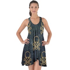 Golden Glitter Skeleton Gothic Show Some Back Chiffon Dress