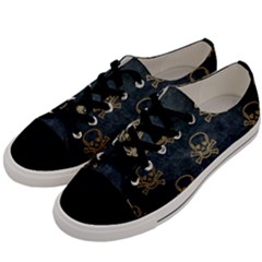 Golden Glitter Skeleton Gothic Men s Low Top Canvas Sneakers