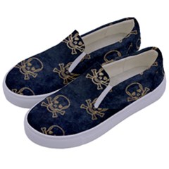 Golden Glitter Skeleton Gothic Kids  Canvas Slip Ons