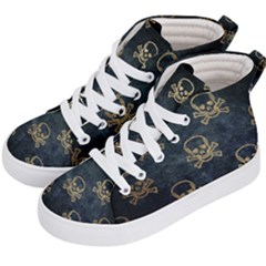 Golden Glitter Skeleton Gothic Kids  Hi-top Skate Sneakers