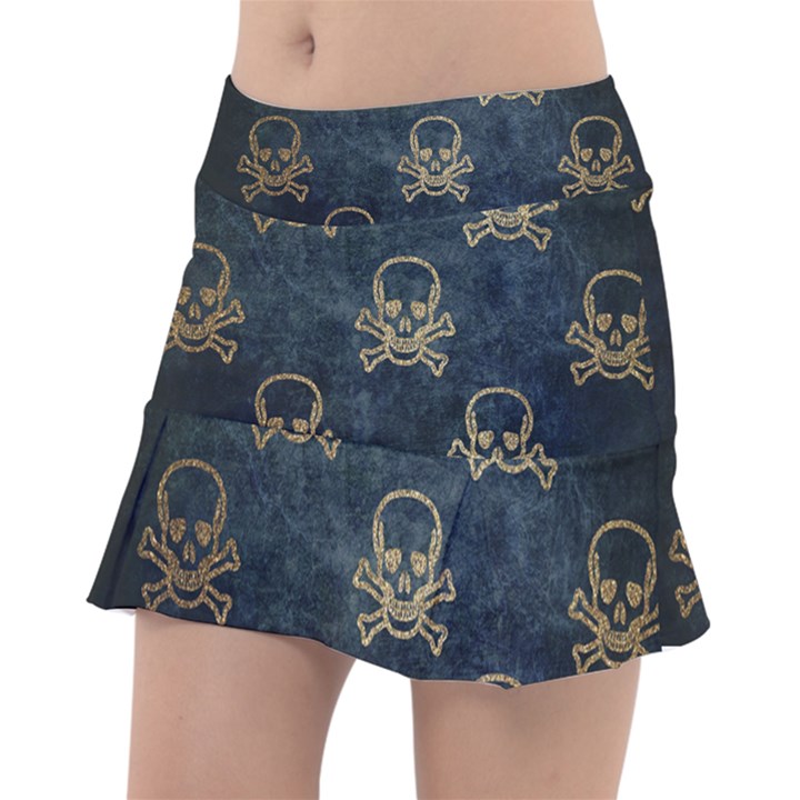 Golden Glitter Skeleton Gothic Tennis Skirt