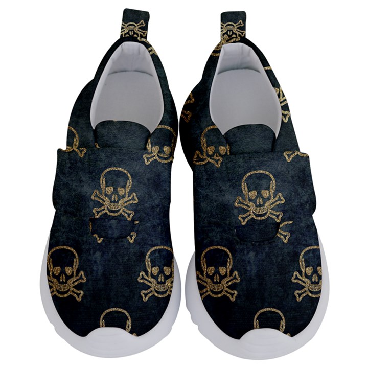 Golden Glitter Skeleton Gothic Kids  Velcro No Lace Shoes