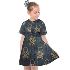 Golden Glitter Skeleton Gothic Kids  Sailor Dress