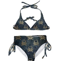 Golden Glitter Skeleton Gothic Kids  Classic Bikini Set