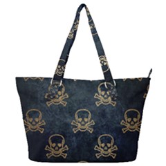 Golden Glitter Skeleton Gothic Full Print Shoulder Bag by HermanTelo