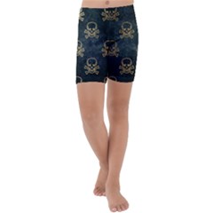 Golden Glitter Skeleton Gothic Kids  Lightweight Velour Capri Yoga Leggings