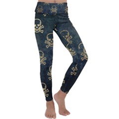 Golden Glitter Skeleton Gothic Kids  Lightweight Velour Classic Yoga Leggings