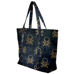 Golden Glitter Skeleton Gothic Zip Up Canvas Bag