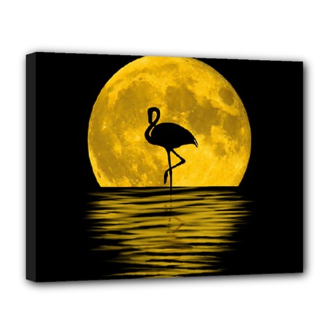 Moon Reflection Flamenco Animal Canvas 14  X 11  (stretched) by HermanTelo