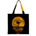 Moon Reflection Flamenco Animal Zipper Grocery Tote Bag View1