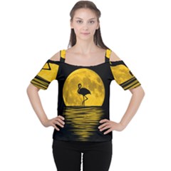 Moon Reflection Flamenco Animal Cutout Shoulder Tee