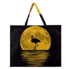 Moon Reflection Flamenco Animal Zipper Large Tote Bag by HermanTelo