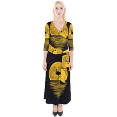 Moon Reflection Flamenco Animal Quarter Sleeve Wrap Maxi Dress