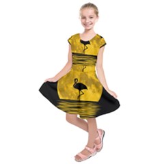 Moon Reflection Flamenco Animal Kids  Short Sleeve Dress