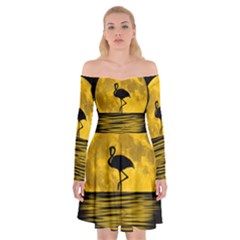 Moon Reflection Flamenco Animal Off Shoulder Skater Dress by HermanTelo