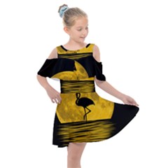 Moon Reflection Flamenco Animal Kids  Shoulder Cutout Chiffon Dress