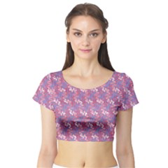 Pattern Abstract Squiggles Gliftex Short Sleeve Crop Top