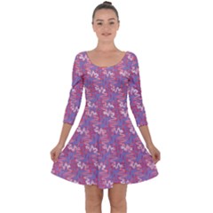 Pattern Abstract Squiggles Gliftex Quarter Sleeve Skater Dress