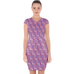 Pattern Abstract Squiggles Gliftex Capsleeve Drawstring Dress 