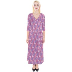 Pattern Abstract Squiggles Gliftex Quarter Sleeve Wrap Maxi Dress