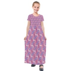 Pattern Abstract Squiggles Gliftex Kids  Short Sleeve Maxi Dress