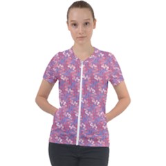 Pattern Abstract Squiggles Gliftex Short Sleeve Zip Up Jacket