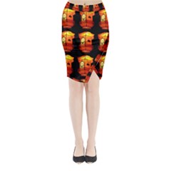 Paper Lantern Chinese Celebration Midi Wrap Pencil Skirt by HermanTelo